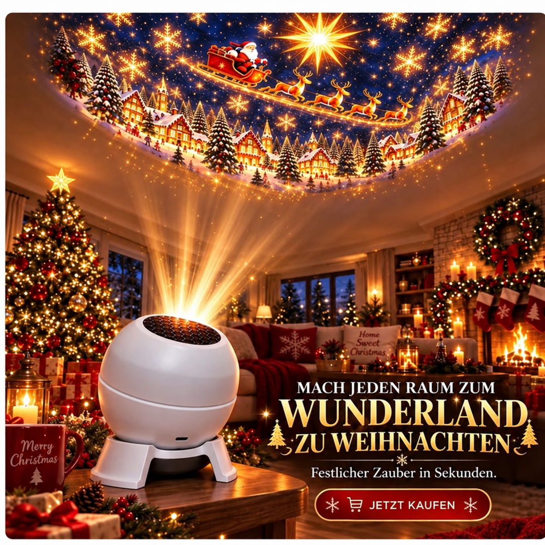 Kerstprojector nachtlampje voor muren en plafonds, USB-aangedreven feestdecoratie