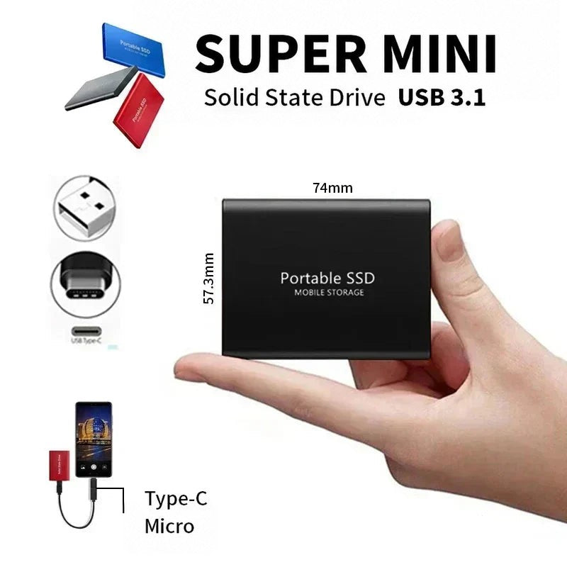 128 TB externe SSD, compacte en snelle draagbare SSD