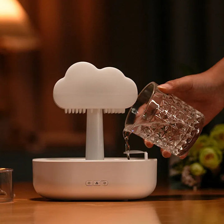 Regenwolk luchtbevochtiger 450 ml met druppelgeluid en 7 kleuren licht
