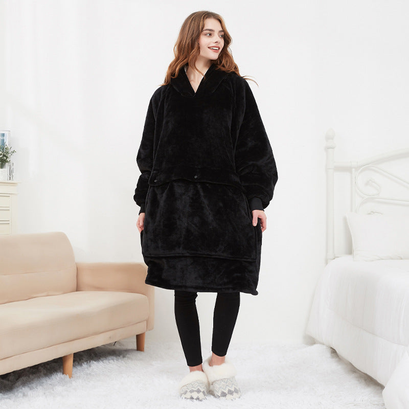 Verwarmde oversized hoodie-deken van sherpa met 3 standen