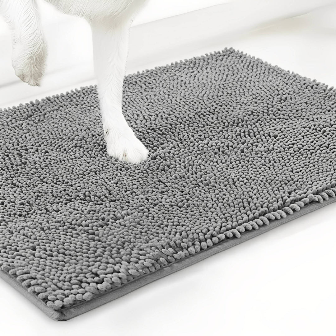 Absorberende antislip deurmat voor honden met vuile poten