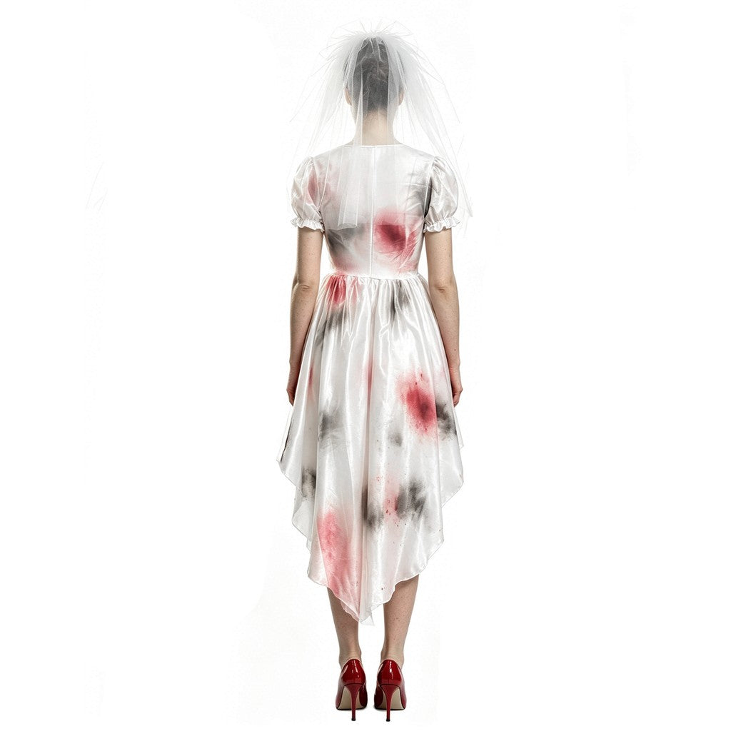 Halloween spookbruid cos kostuum bloedvlek witte trouwjurk horrorfeest podiumkostuum, halloween spookbruid cos kostuum, bloedvlek witte trouwjurk — afbeelding 3