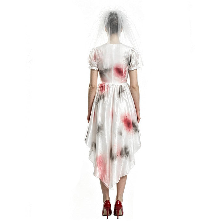 Halloween spookbruid cos kostuum bloedvlek witte trouwjurk horrorfeest podiumkostuum, halloween spookbruid cos kostuum, bloedvlek witte trouwjurk — afbeelding 3