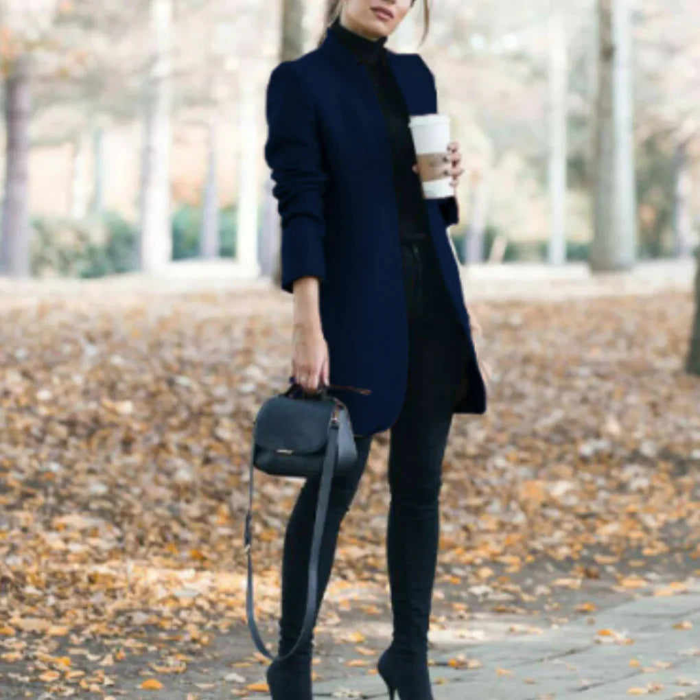 Winterjas met opstaande kraag voor dames - elegante overlaag met klassieke warmte