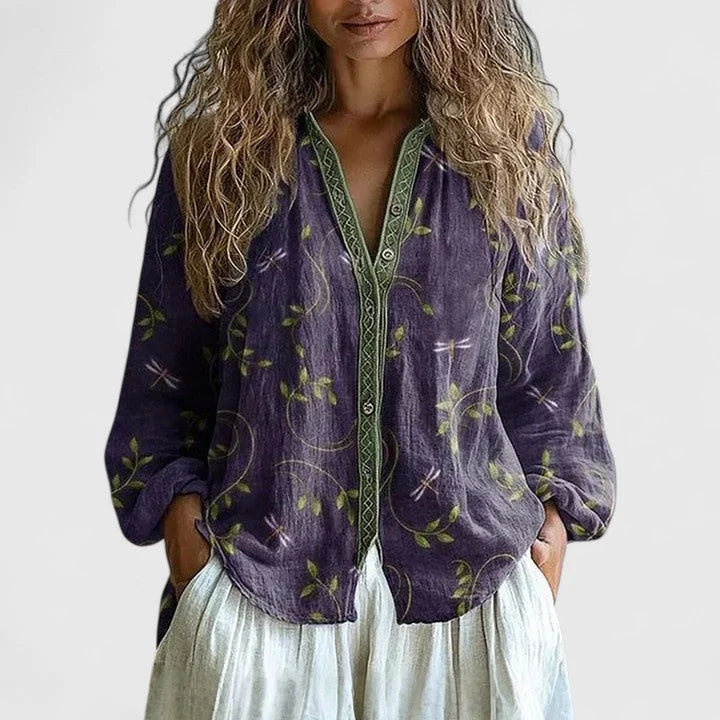 Katoenen blouse met bloemenprint en knopen