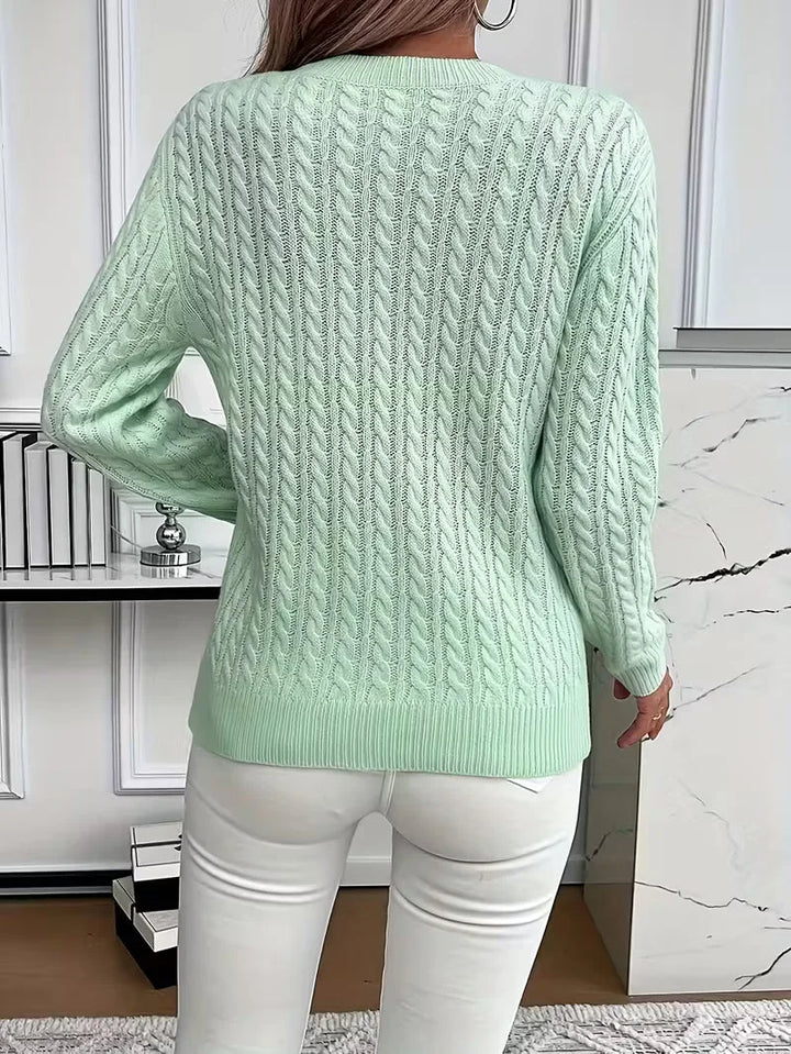 Kabelgebreide trui met ronde hals