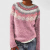 Fair Isle gebreide trui met ronde hals en patroonjuk