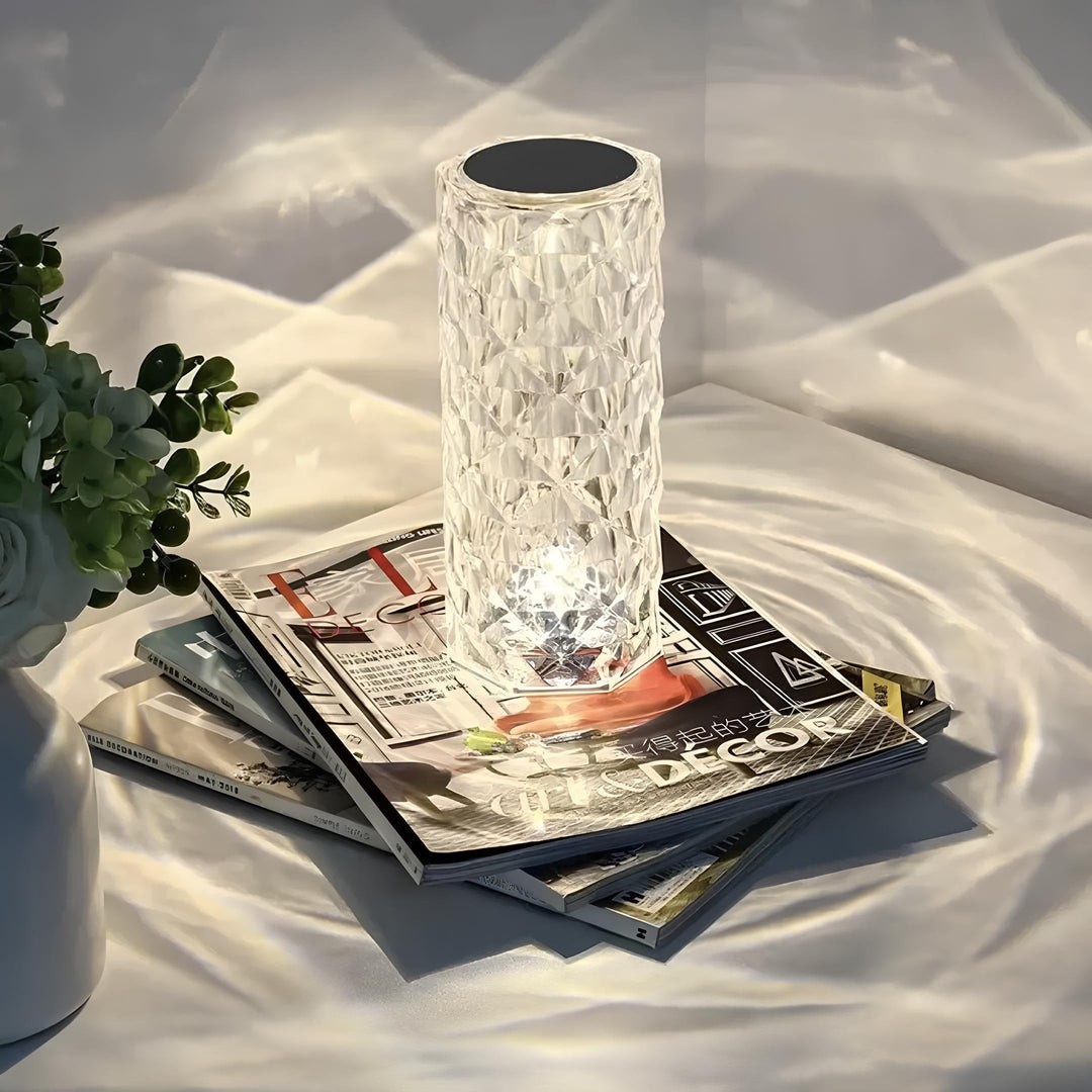 Snoerloze oplaadbare kristallen tafellamp, LED met kleurwisseling, acryl, draadloos