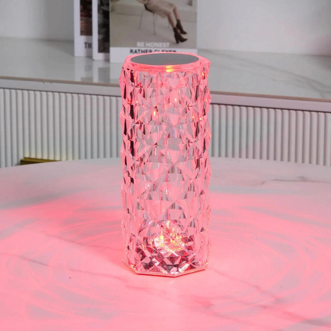 Snoerloze oplaadbare kristallen tafellamp, LED met kleurwisseling, acryl, draadloos