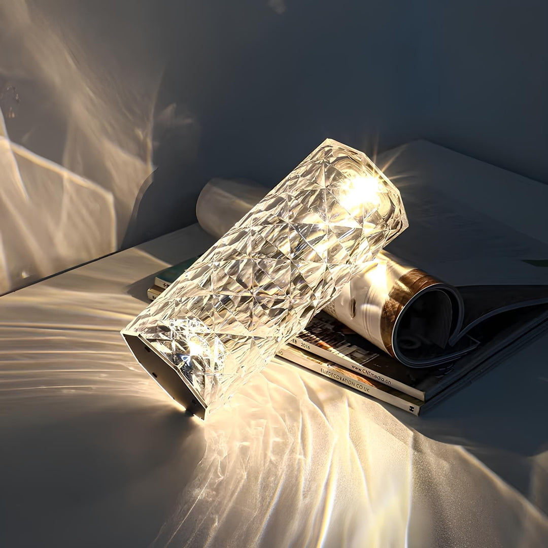 Snoerloze oplaadbare kristallen tafellamp, LED met kleurwisseling, acryl, draadloos