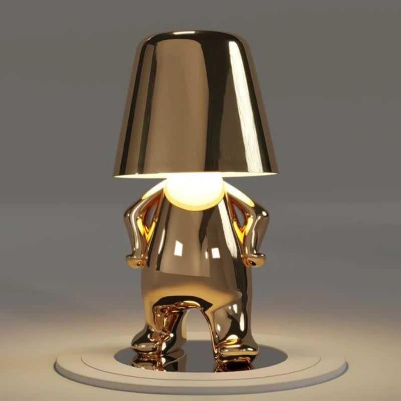 Snoerloze tafellamp, oplaadbaar, LED, USB, metalen figuur in zittende en staande poses, Denker