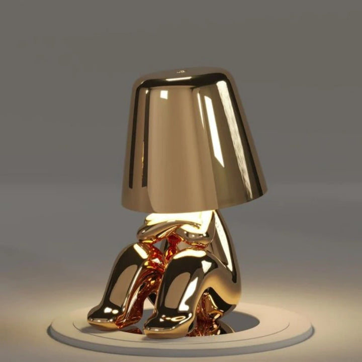 Snoerloze tafellamp, oplaadbaar, LED, USB, metalen figuur in zittende en staande poses, Denker