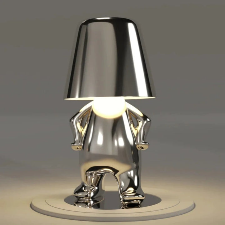 Snoerloze tafellamp, oplaadbaar, LED, USB, metalen figuur in zittende en staande poses, Denker