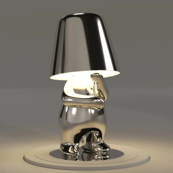 Snoerloze tafellamp, oplaadbaar, LED, USB, metalen figuur in zittende en staande poses, Denker
