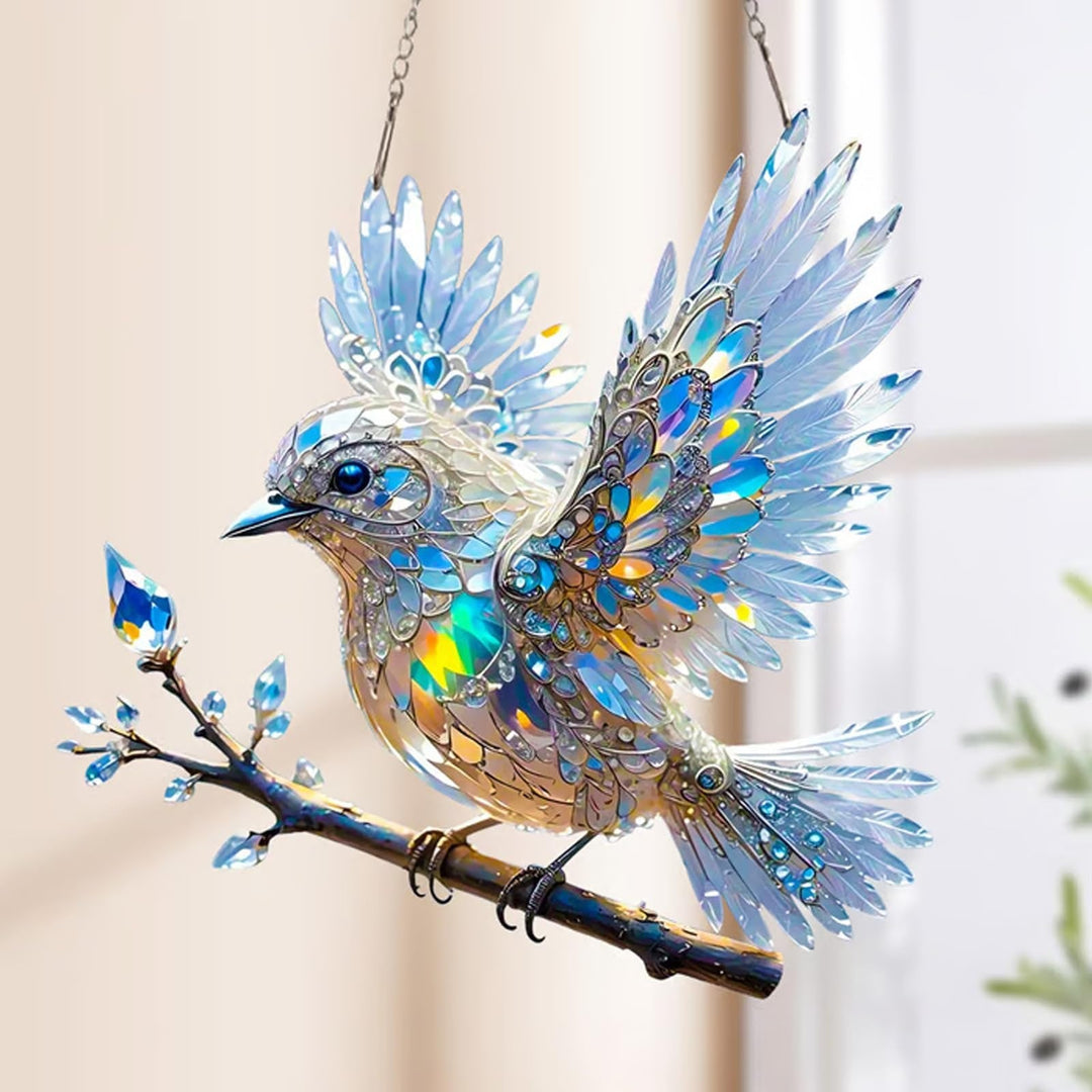 Kristallen zonnevanger vogel hangend ornament iriserend gefacetteerd strass raam