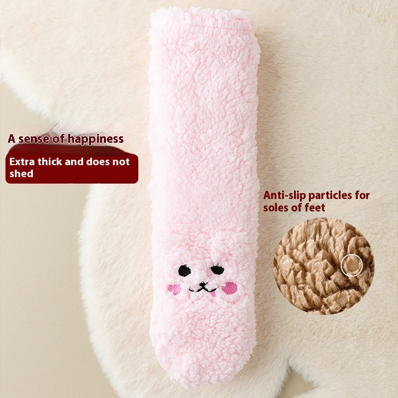 Fluffy huissokken van coral fleece met antislip, in 16 varianten