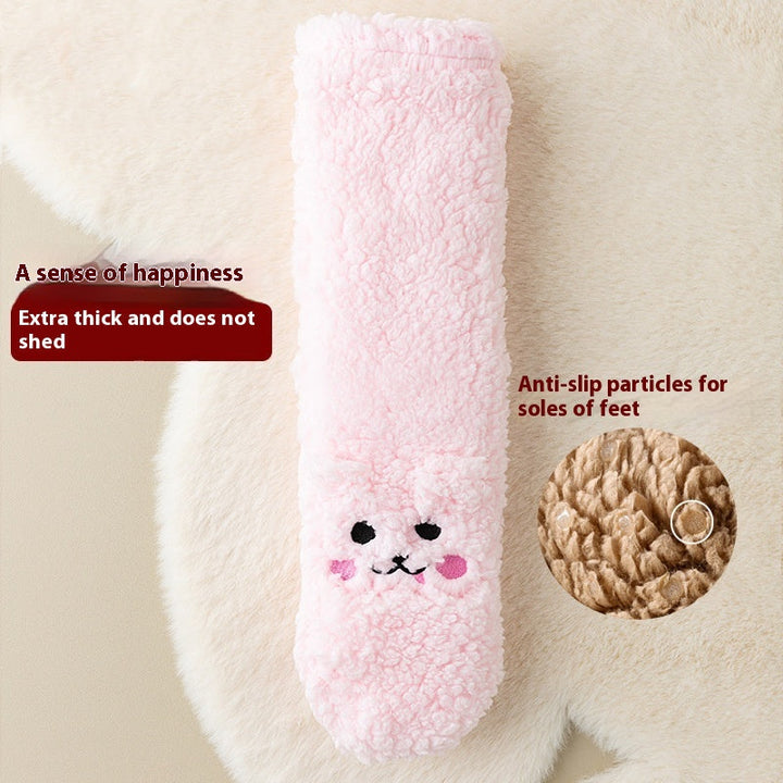 Fluffy huissokken van coral fleece met antislip, in 16 varianten