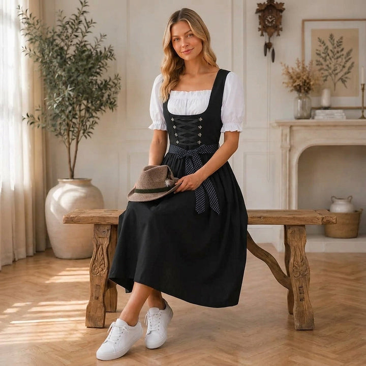 Midi-dirndl voor dames met geregen korset