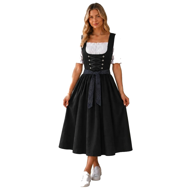 Midi-dirndl voor dames met rijglijfje