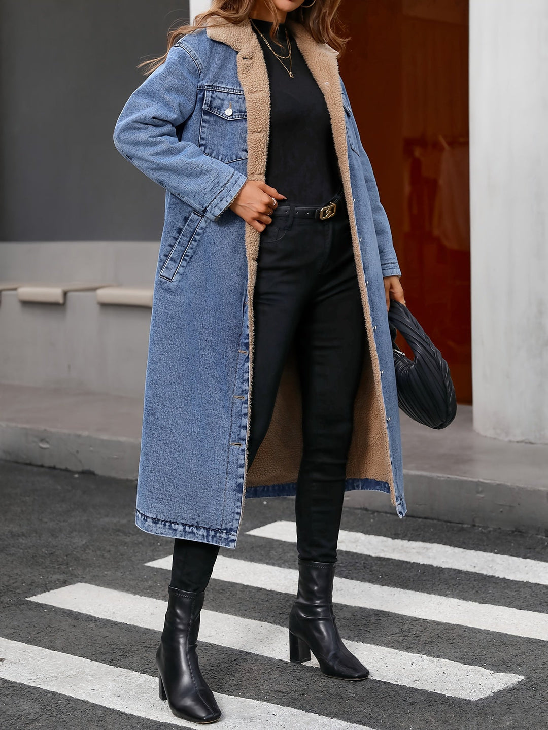 Gevoerd spijkerjack in washed blauw – Sofia
