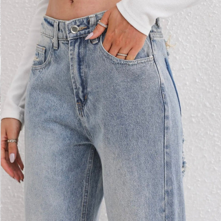 Dames Vintage Ripped Jeans - Straight Fit & Tijdloze Stijl