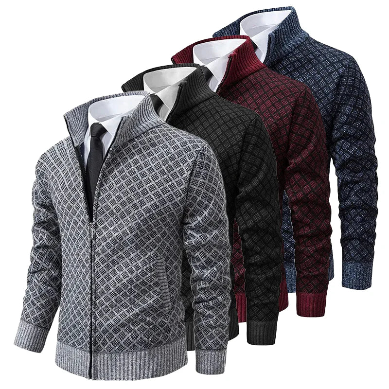 Heren Lente Vest met Rits en Geometrisch Patroon