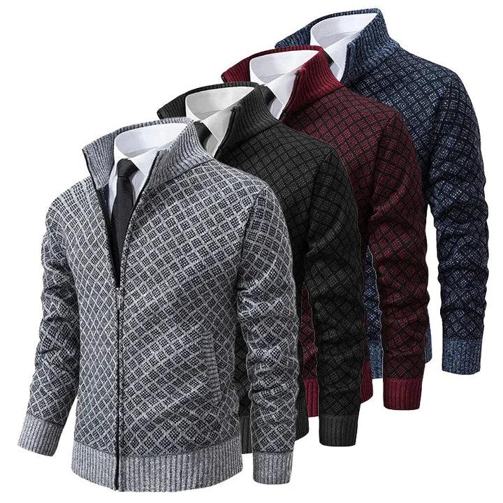 Heren Lente Vest met Rits en Geometrisch Patroon