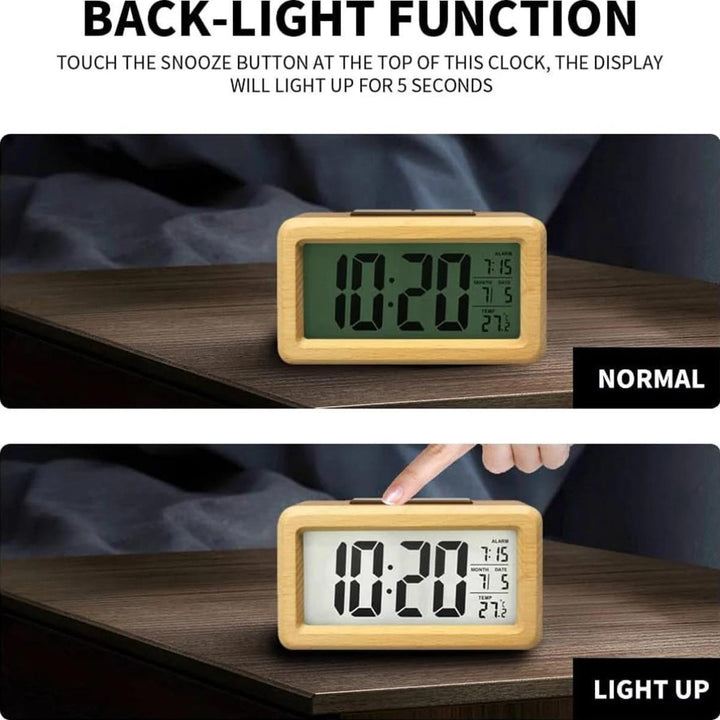 Digitale Houten Klok – LED-display met Temperatuur en Datum