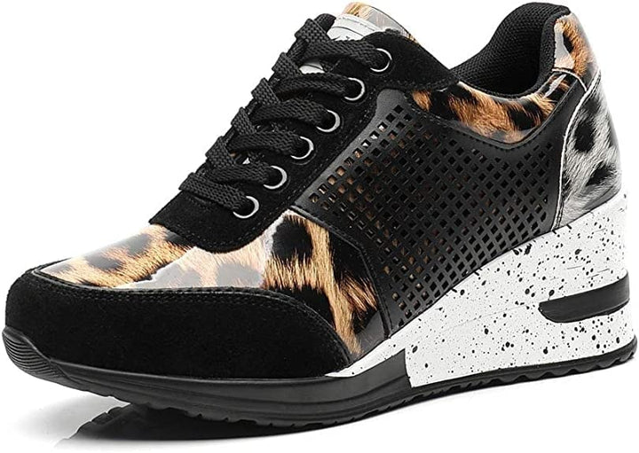 Verhoogde sneaker sleehak plateauzool dames - Esmer