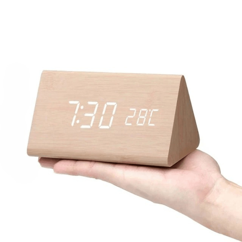 Digitale wekker hout LED temperatuurweergave kalender houten