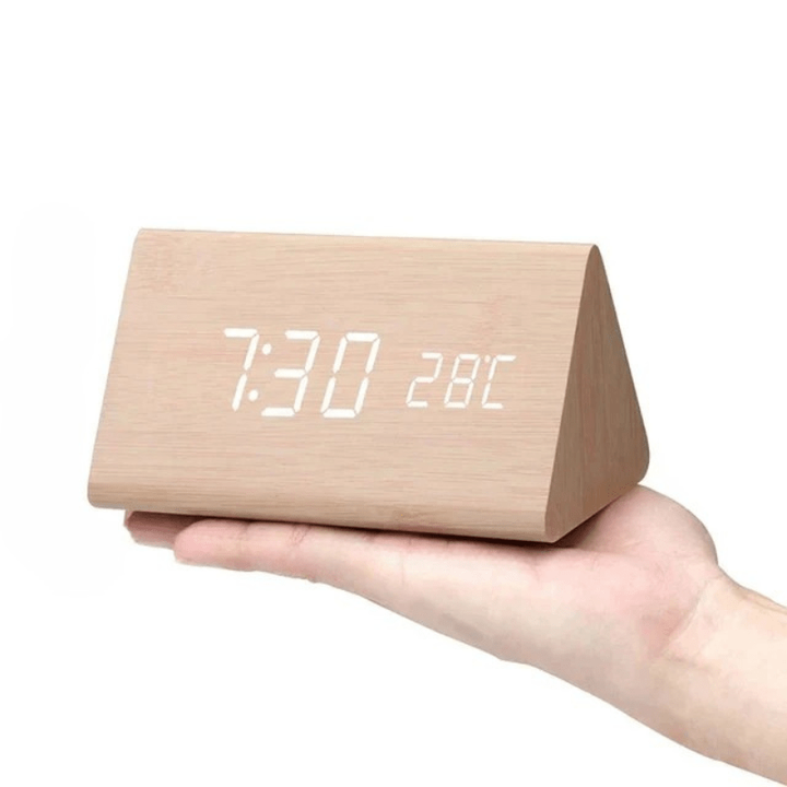 Digitale wekker hout LED temperatuurweergave kalender houten