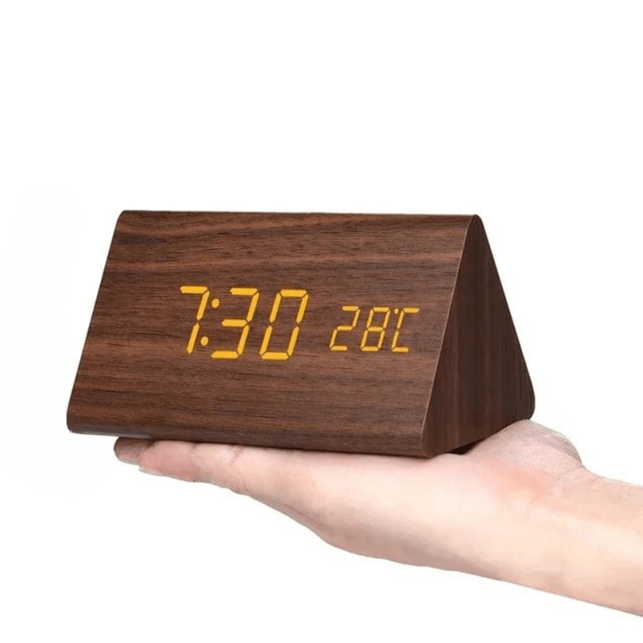 Digitale wekker hout LED temperatuurweergave kalender houten