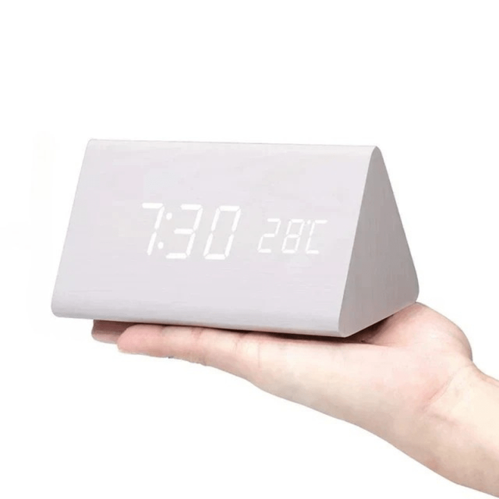 Digitale wekker hout LED temperatuurweergave kalender houten