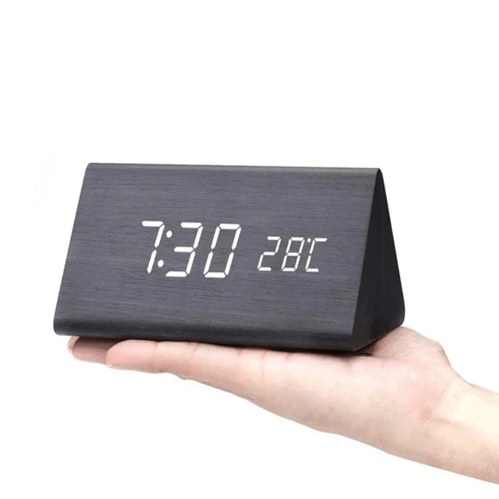 Digitale wekker hout LED temperatuurweergave kalender houten