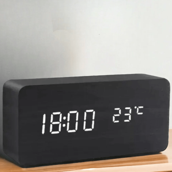 Digitale wekker hout LED temperatuurweergave kalender houten