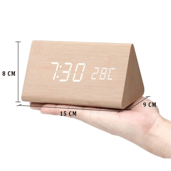 Digitale wekker hout LED temperatuurweergave kalender houten