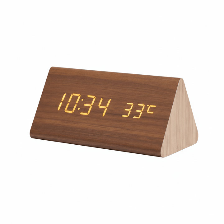 Digitale wekker hout LED temperatuurweergave kalender houten
