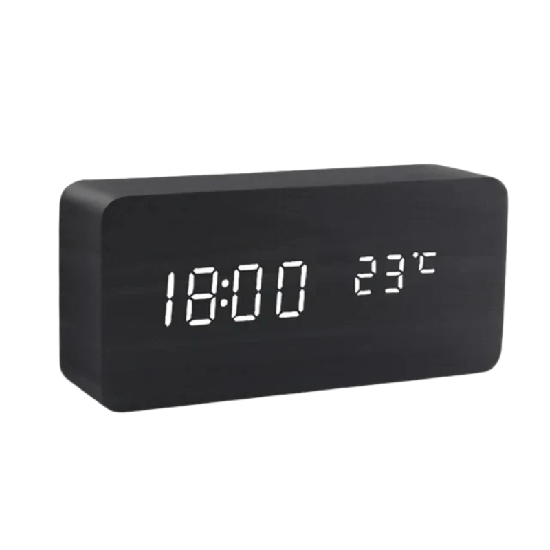 Digitale wekker hout LED temperatuurweergave kalender houten