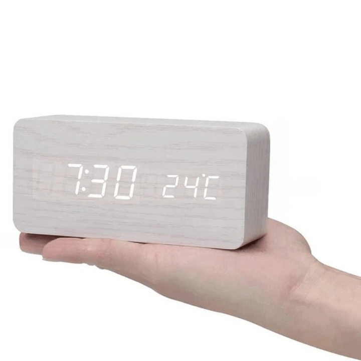 Digitale wekker hout LED temperatuurweergave kalender houten