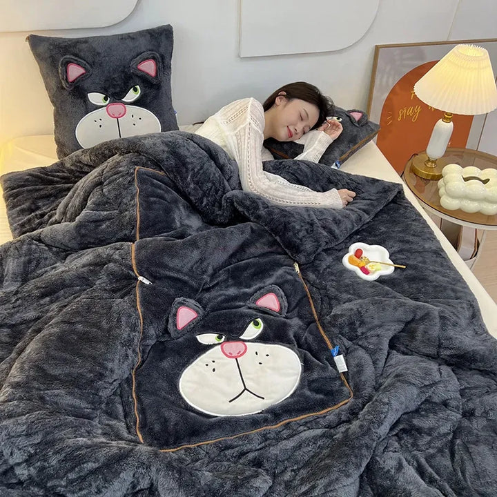 Zachte en Knuffelige Deken- en Kussenset - Voor Warmte en Comfort