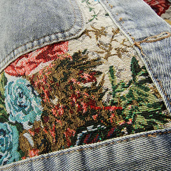 Denim jasje met bloemenprint voor dames