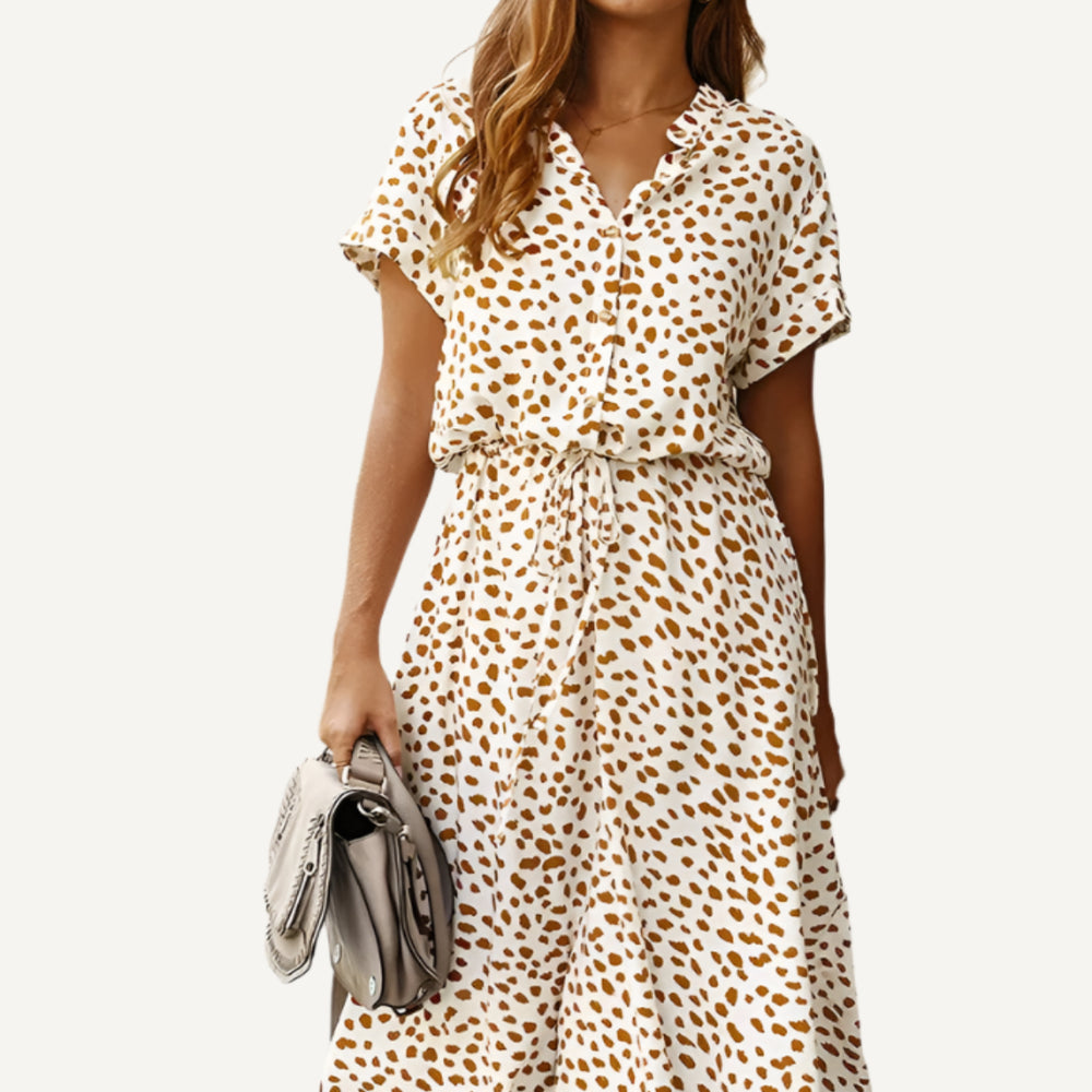 Lorvanna – Comfortabele Zomerjurk met Stijlvolle Print en Korte Mouwen - SkinzLine