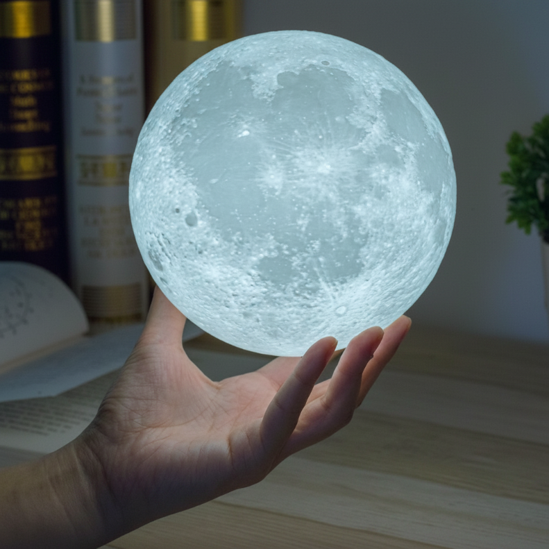 3D-geprinte maan-nachtlamp met aanraakschakelaar voor interieurdecoratie