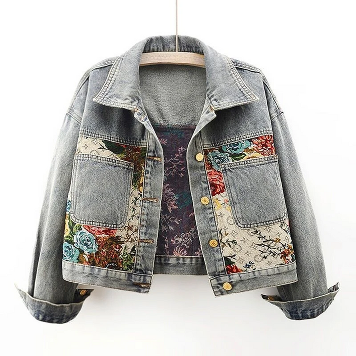 Denim jasje met bloemenprint voor dames