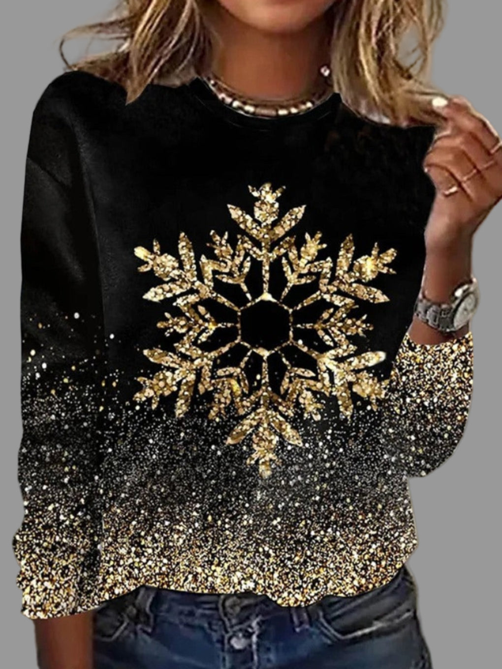 Dames holiday T-shirt – Kerstmis crew-neck lange mouw