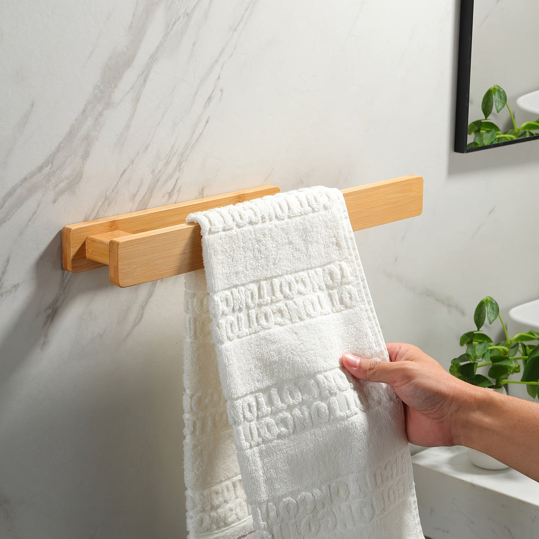 Moderne houten handdoekhouder – Elegante wandmontage zonder gereedschap