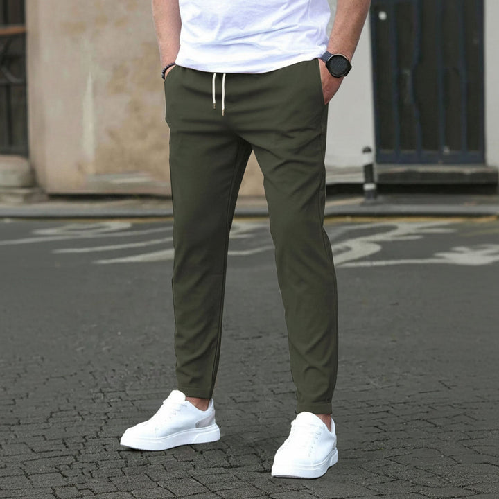 Casual Slim Fit Leather Tag Cropped Pants Solid Color Pants