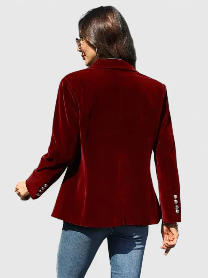 Fluwelen blazer met knopen en spitse revers