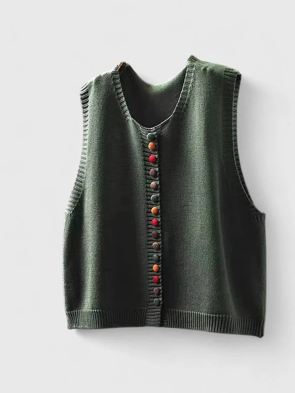 Gebreid vest met knopen in meerdere kleuren