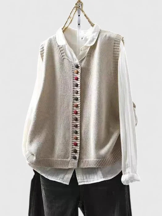 Gebreid vest met knopen in meerdere kleuren